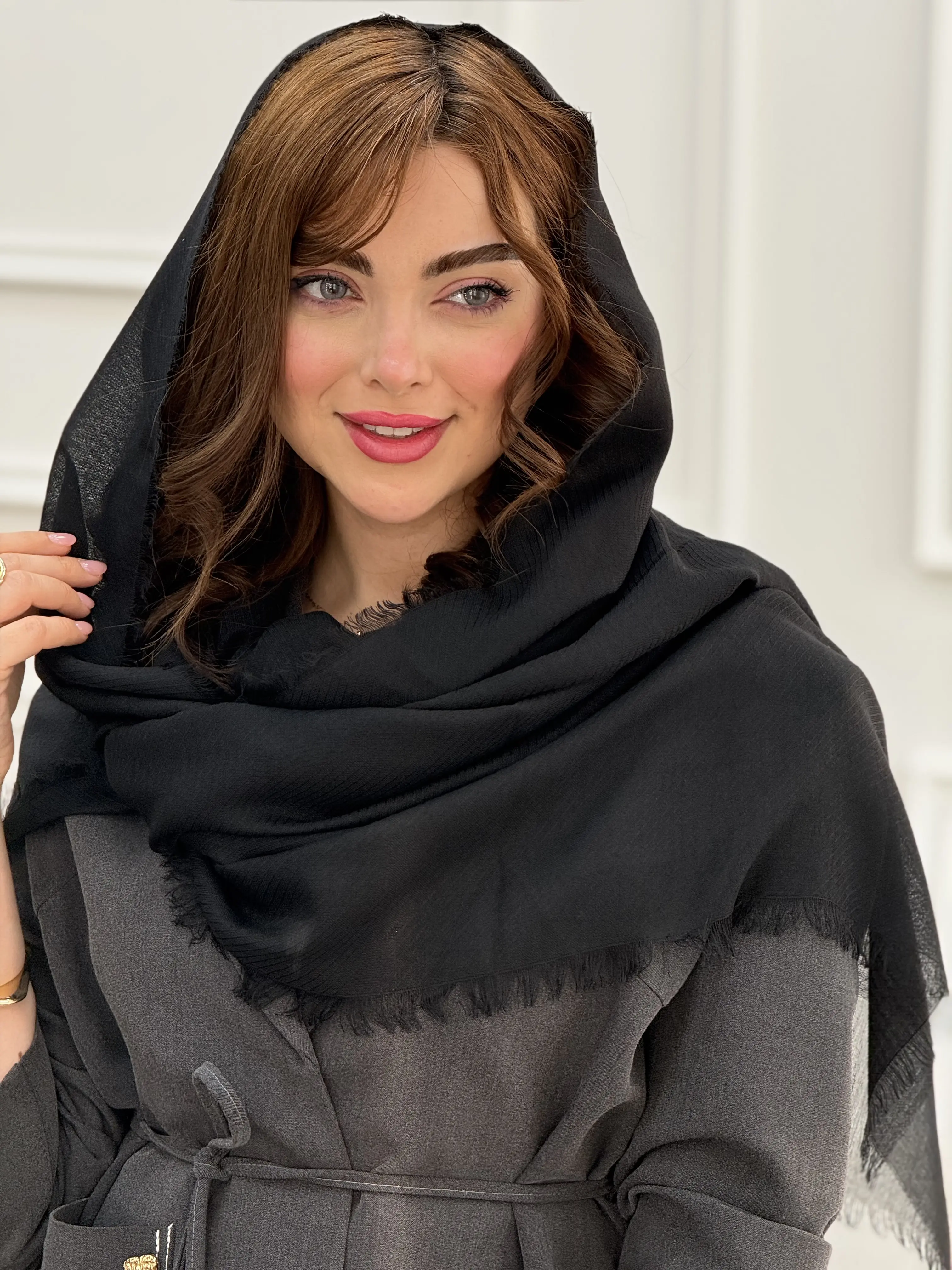 شال نخی ساده کجراه دورریش