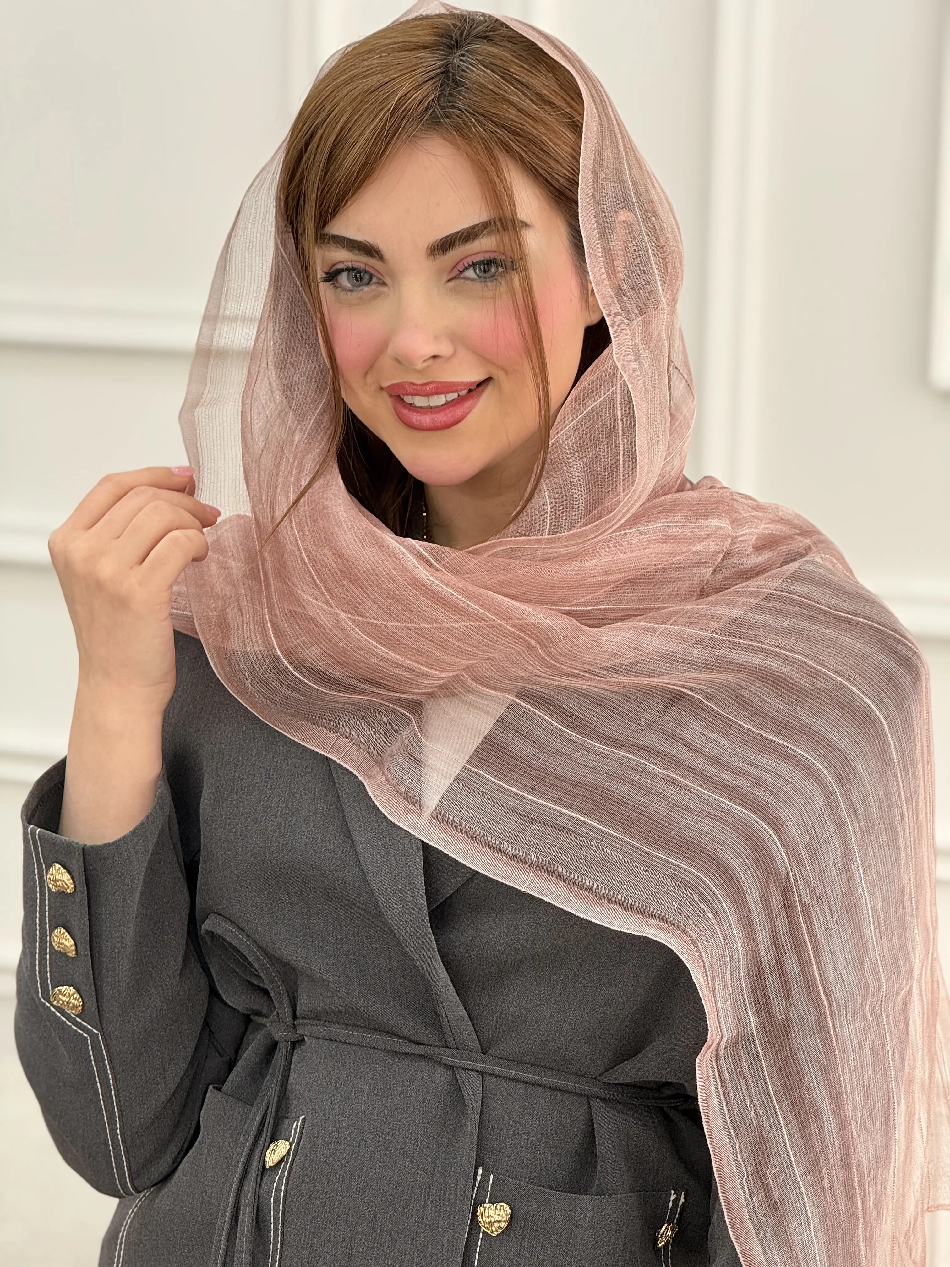 شال حریر شیشه ای راه راه