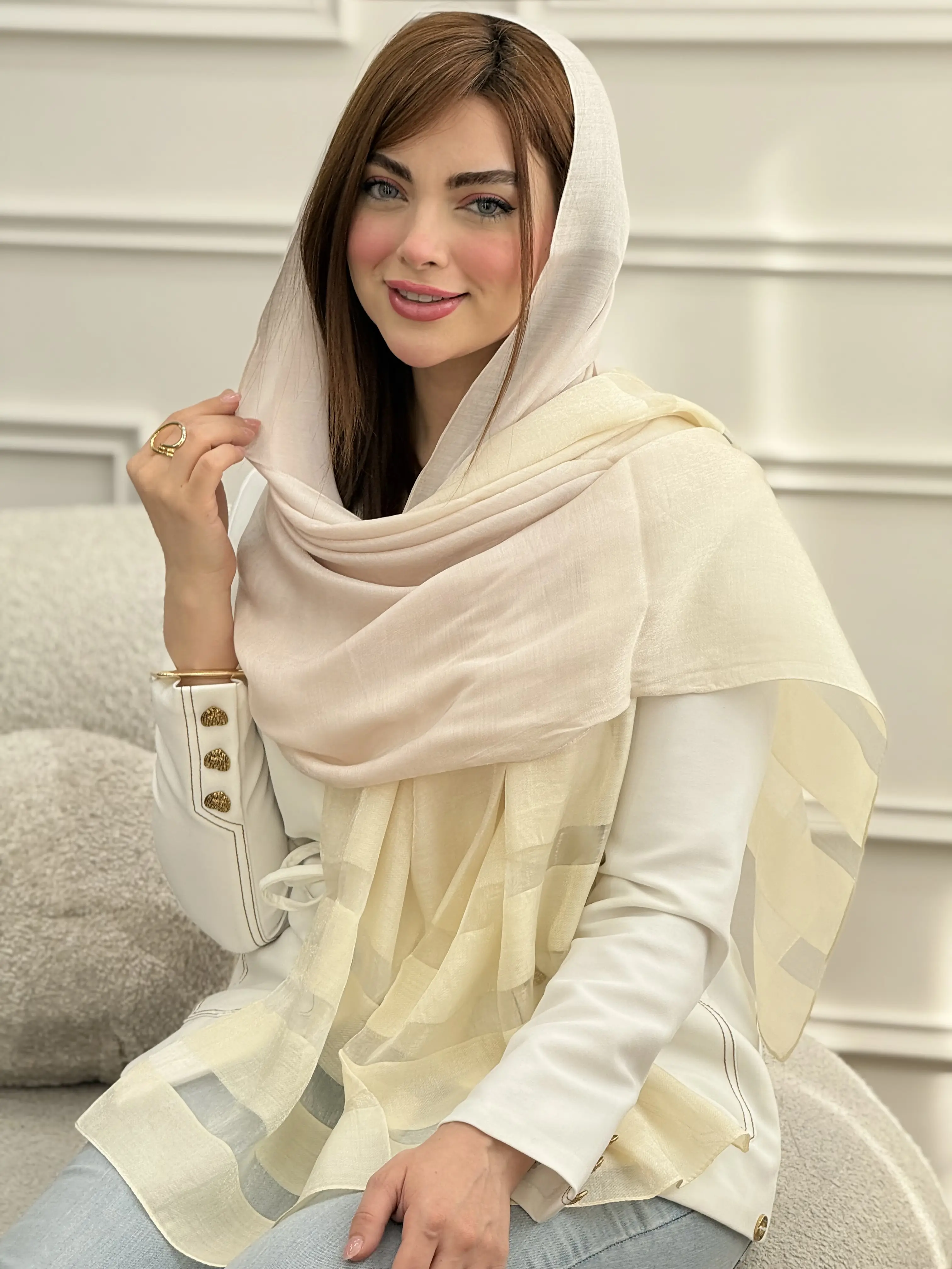 شال مجلسی لیزری طیفی حاشیه سه خط