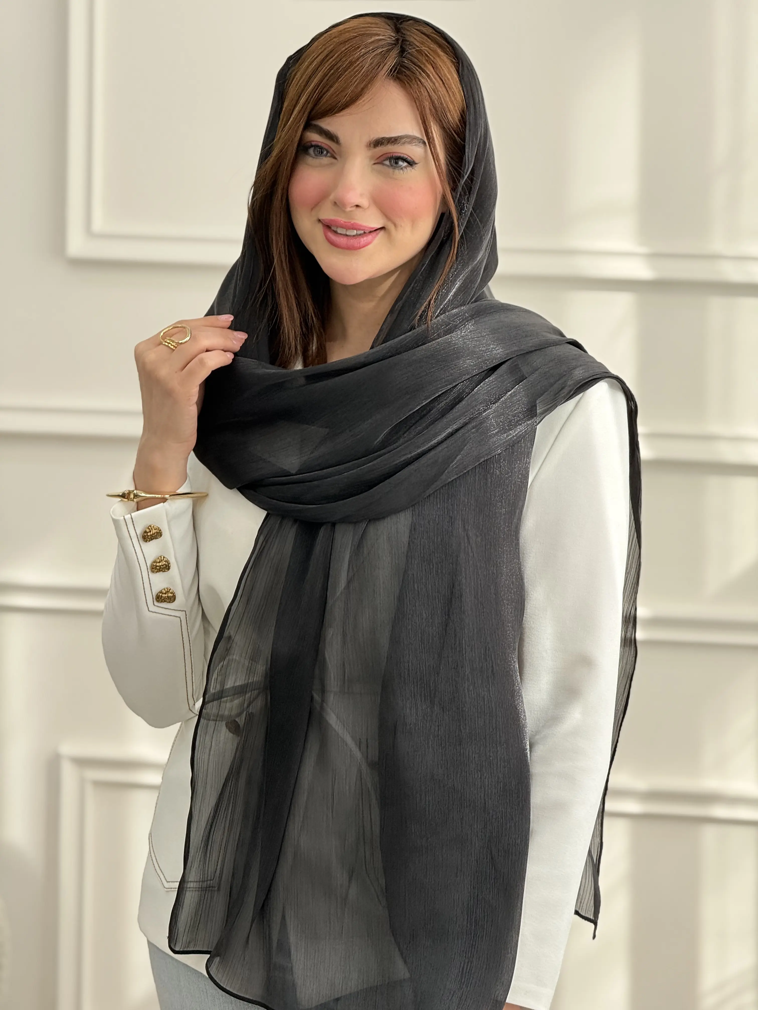 شال مجلسی لیزری مشکی