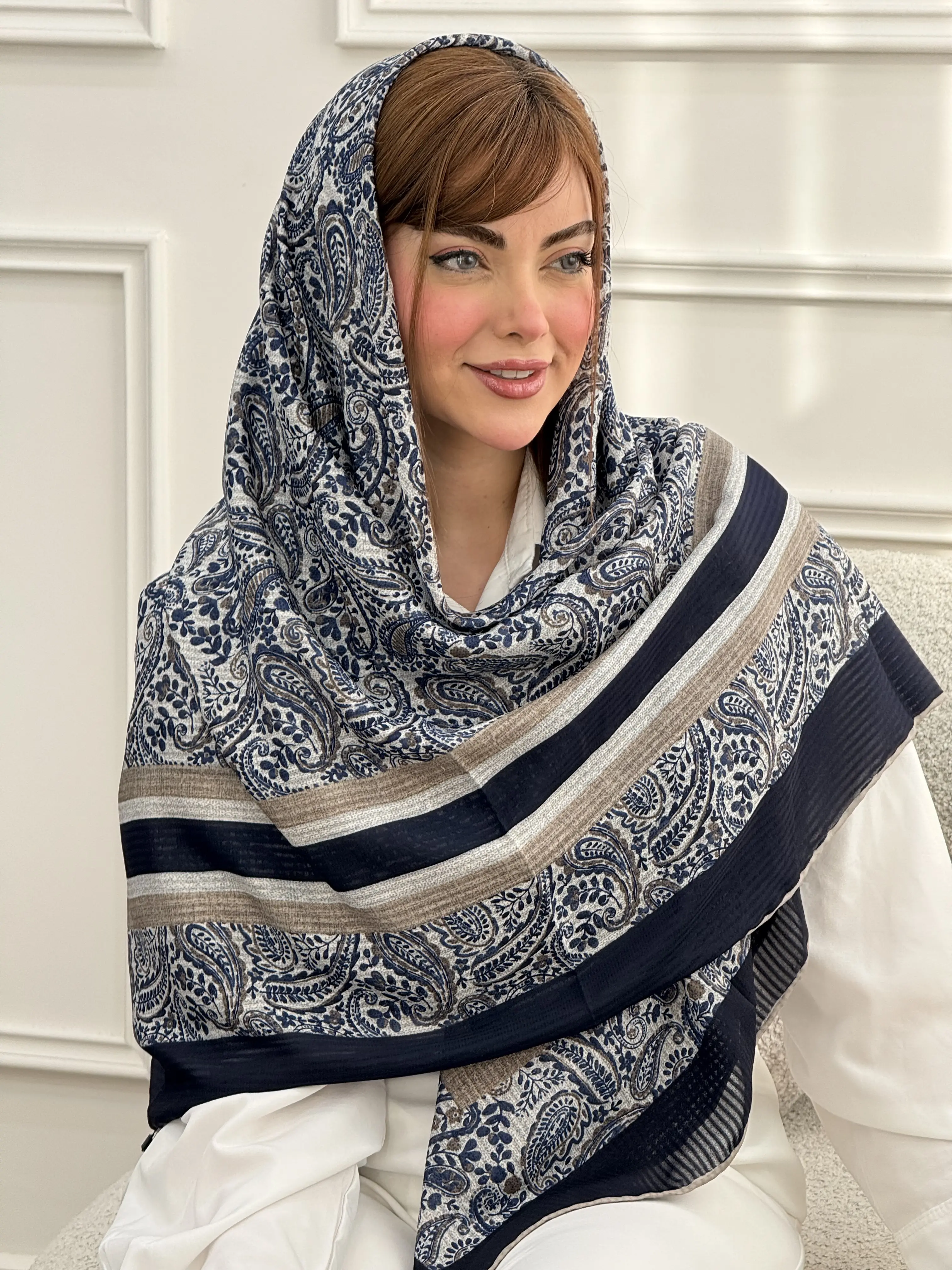 روسری نخ اسکالر طرح ترمه