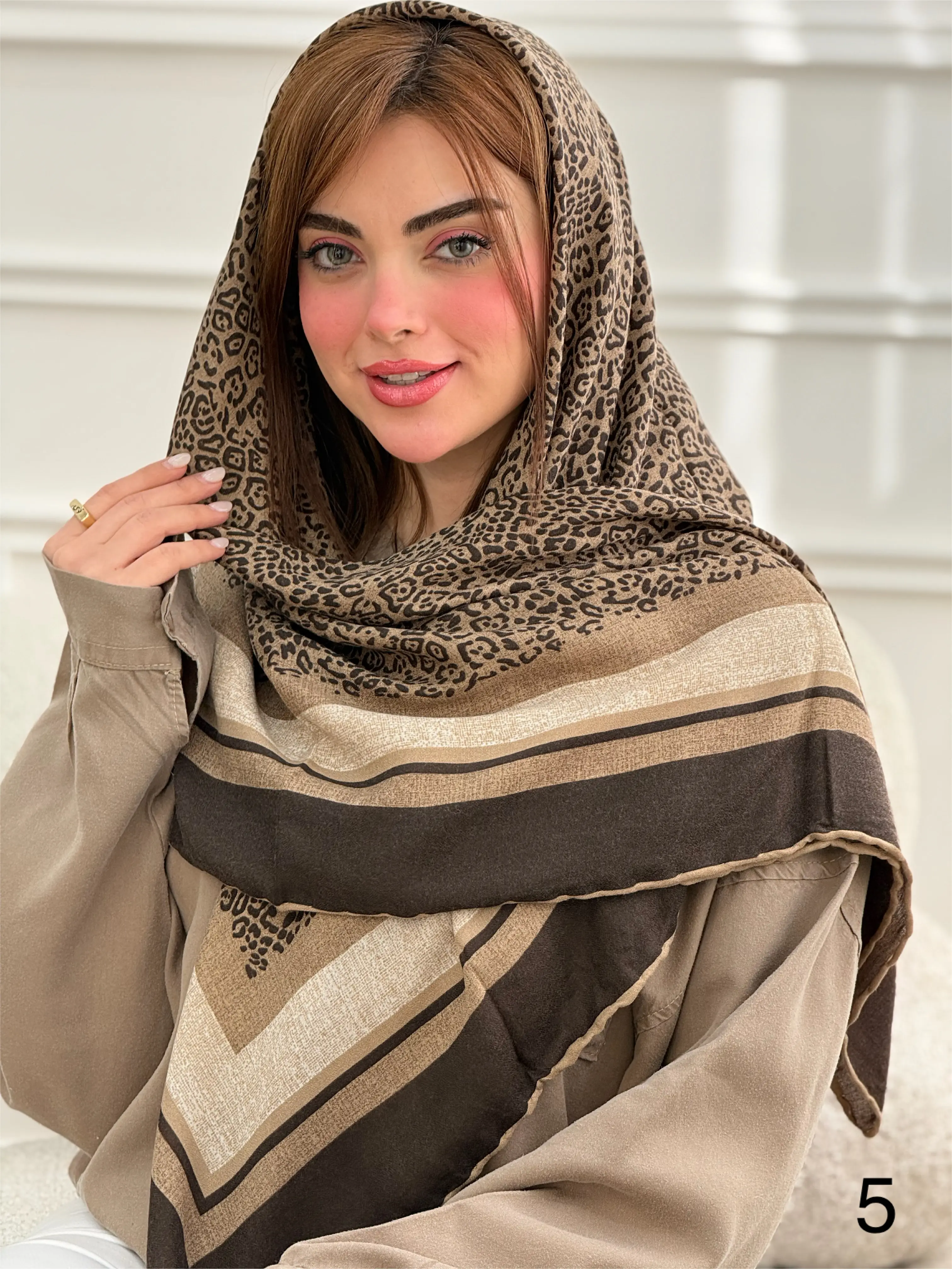 روسری نخی طرحبندی پلنگی