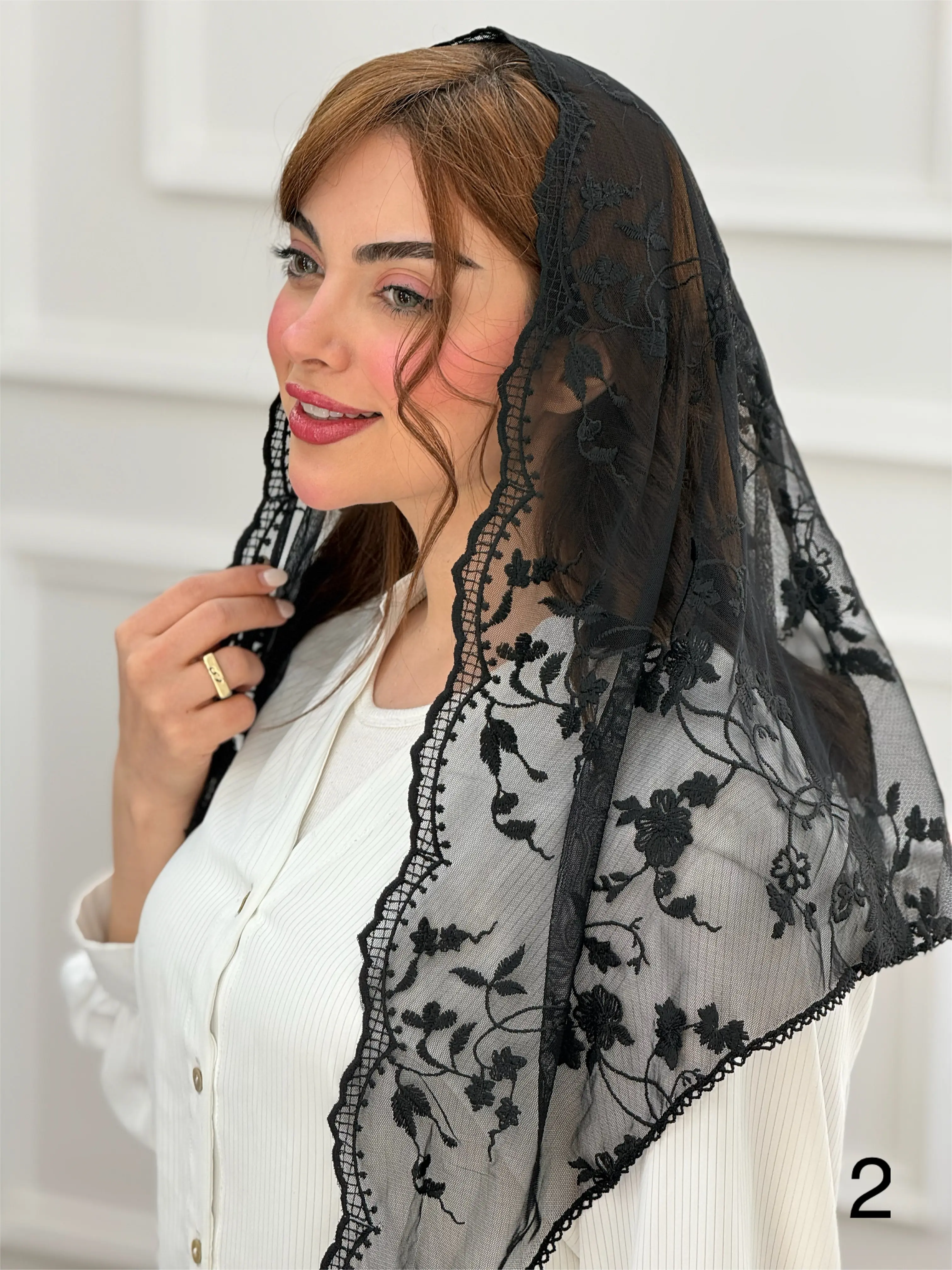 مینی اسکارف سه گوش دانتل مشکی