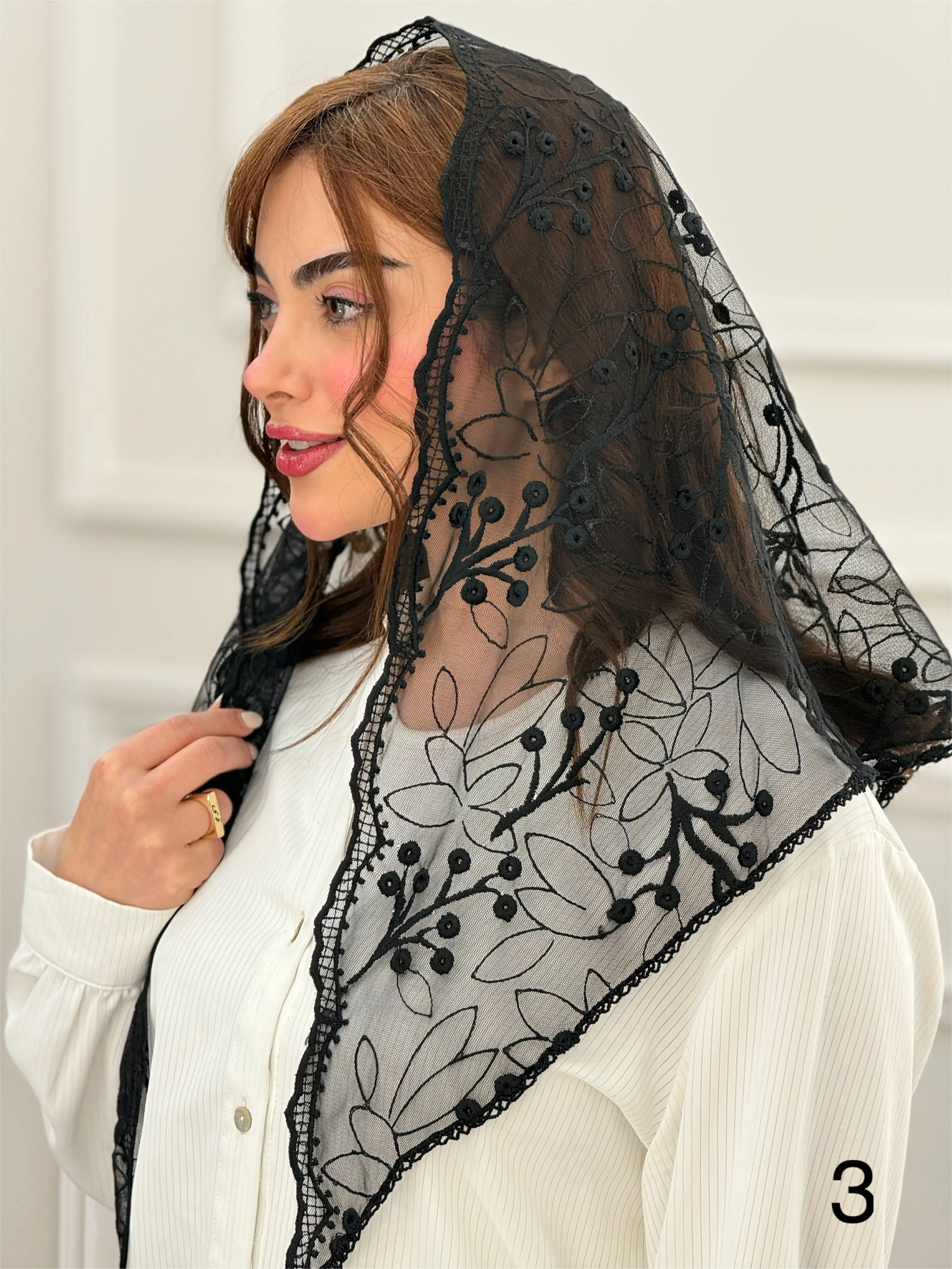 مینی اسکارف سه گوش دانتل مشکی