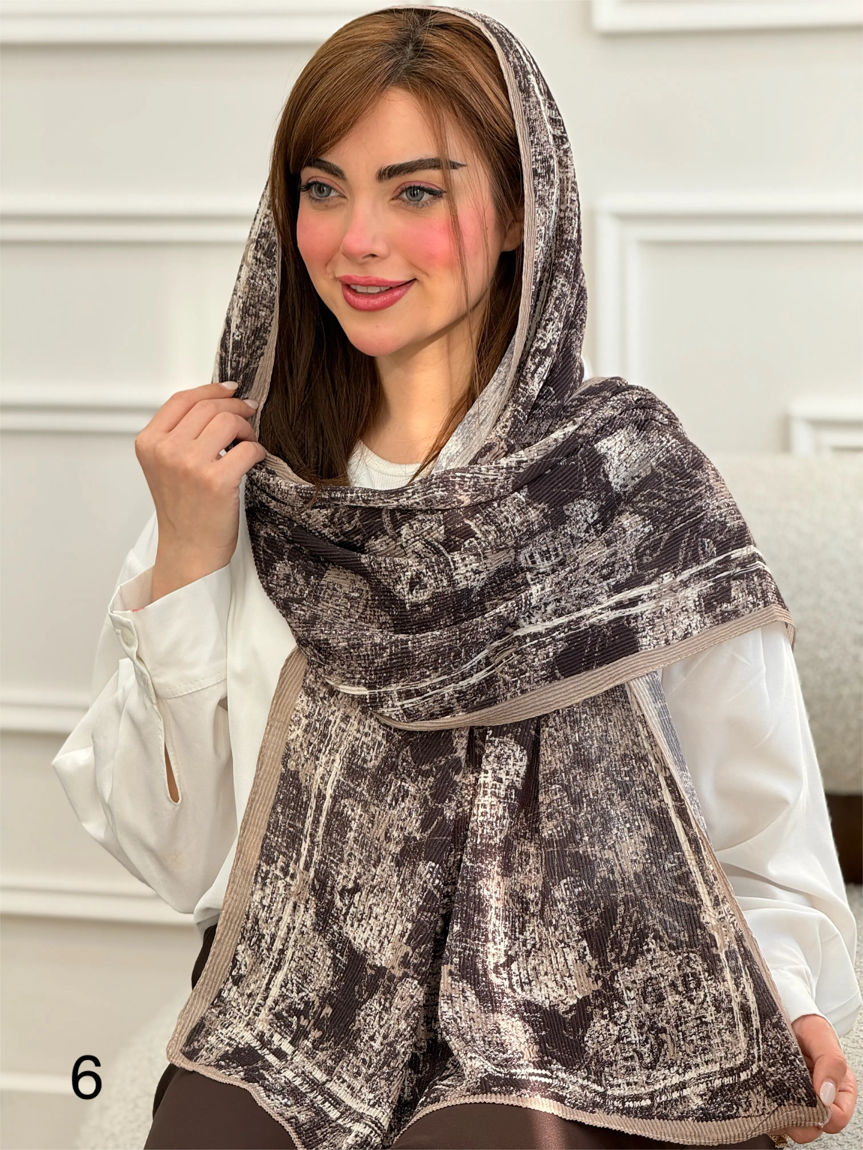شال نخی پلیسه طرحدار سلین
