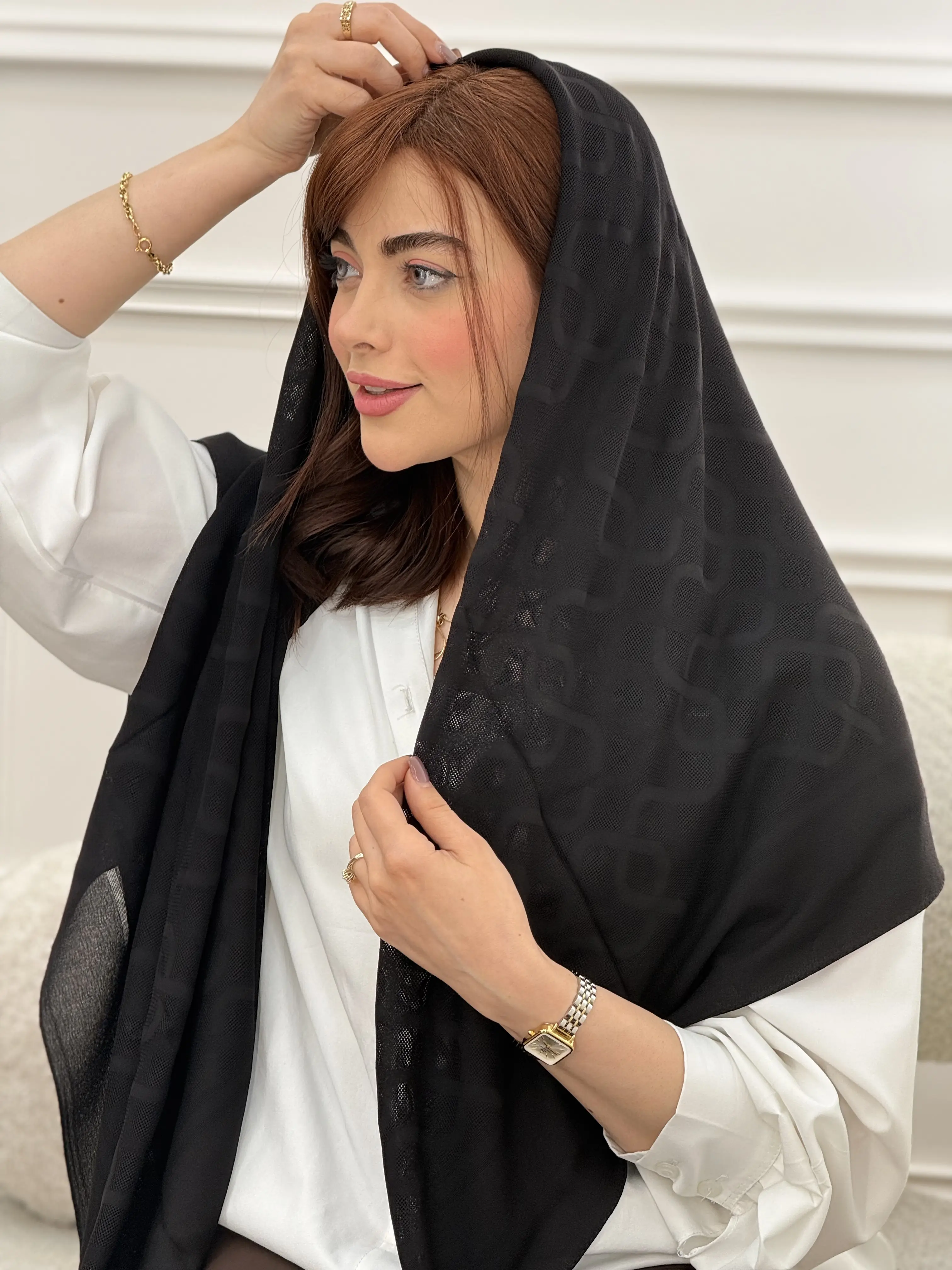 روسری کرپ حریر طرحدار