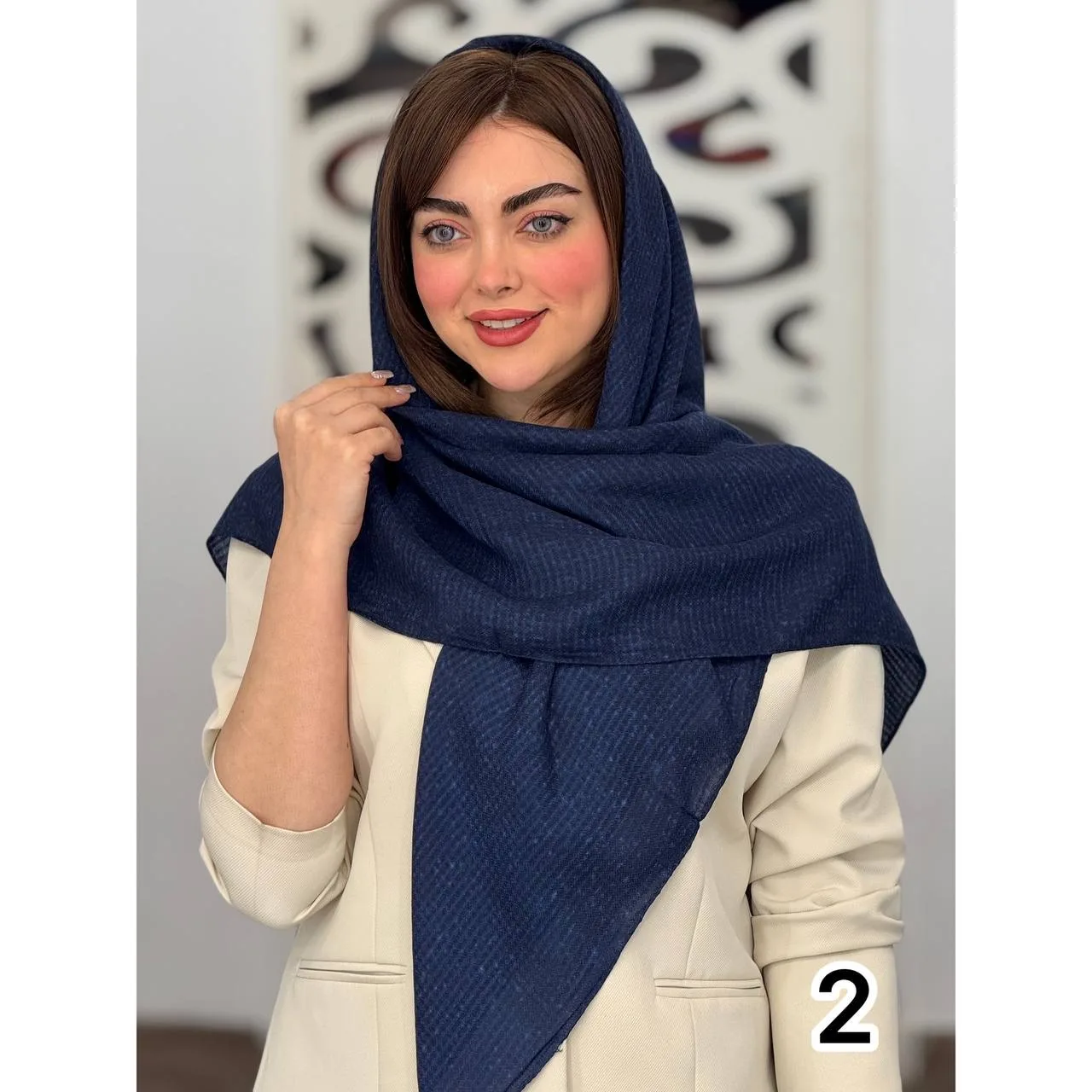 روسری نخی ساده برفکی