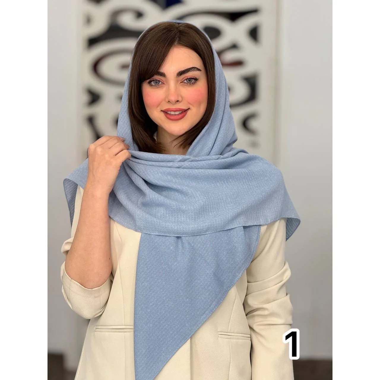 روسری نخی ساده برفکی