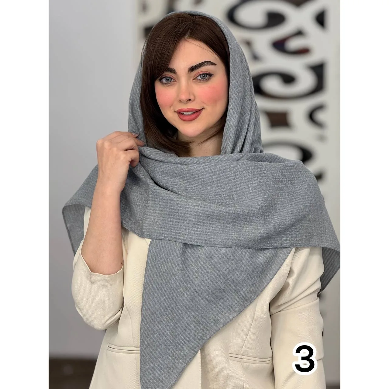 روسری نخی ساده برفکی