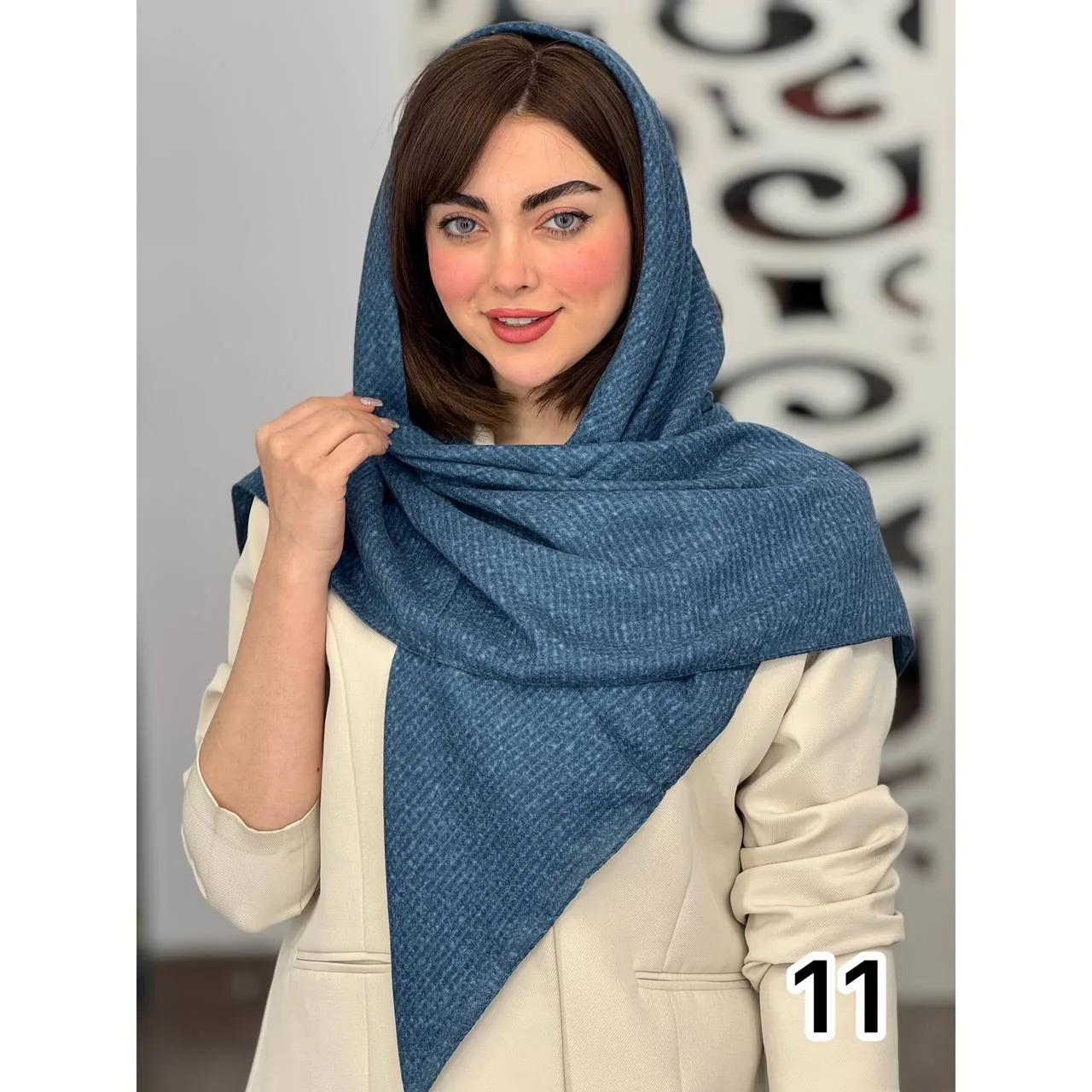 روسری نخی ساده برفکی