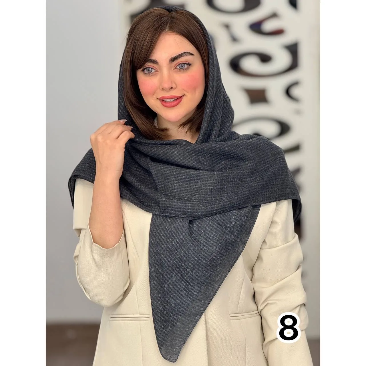 روسری نخی ساده برفکی