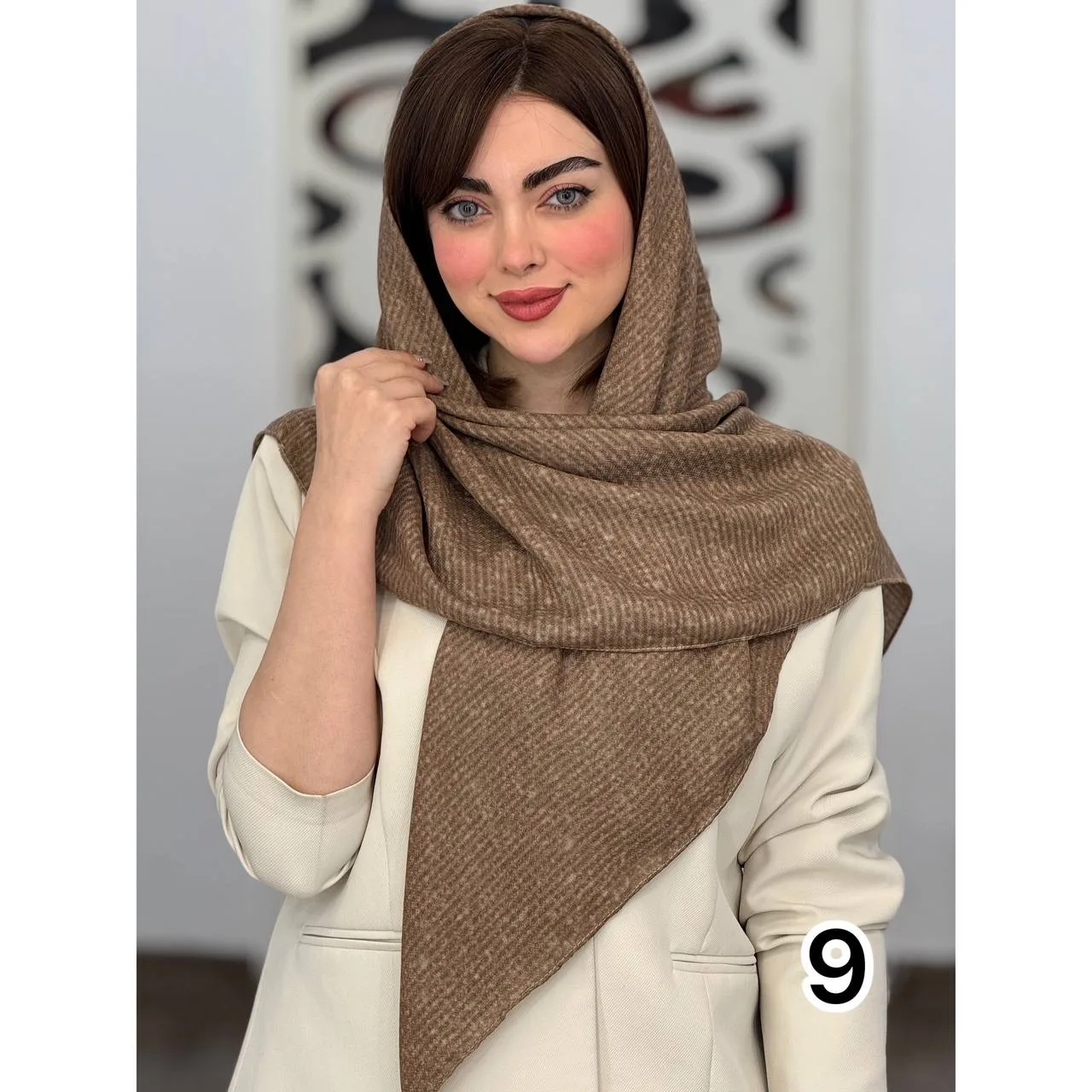 روسری نخی ساده برفکی