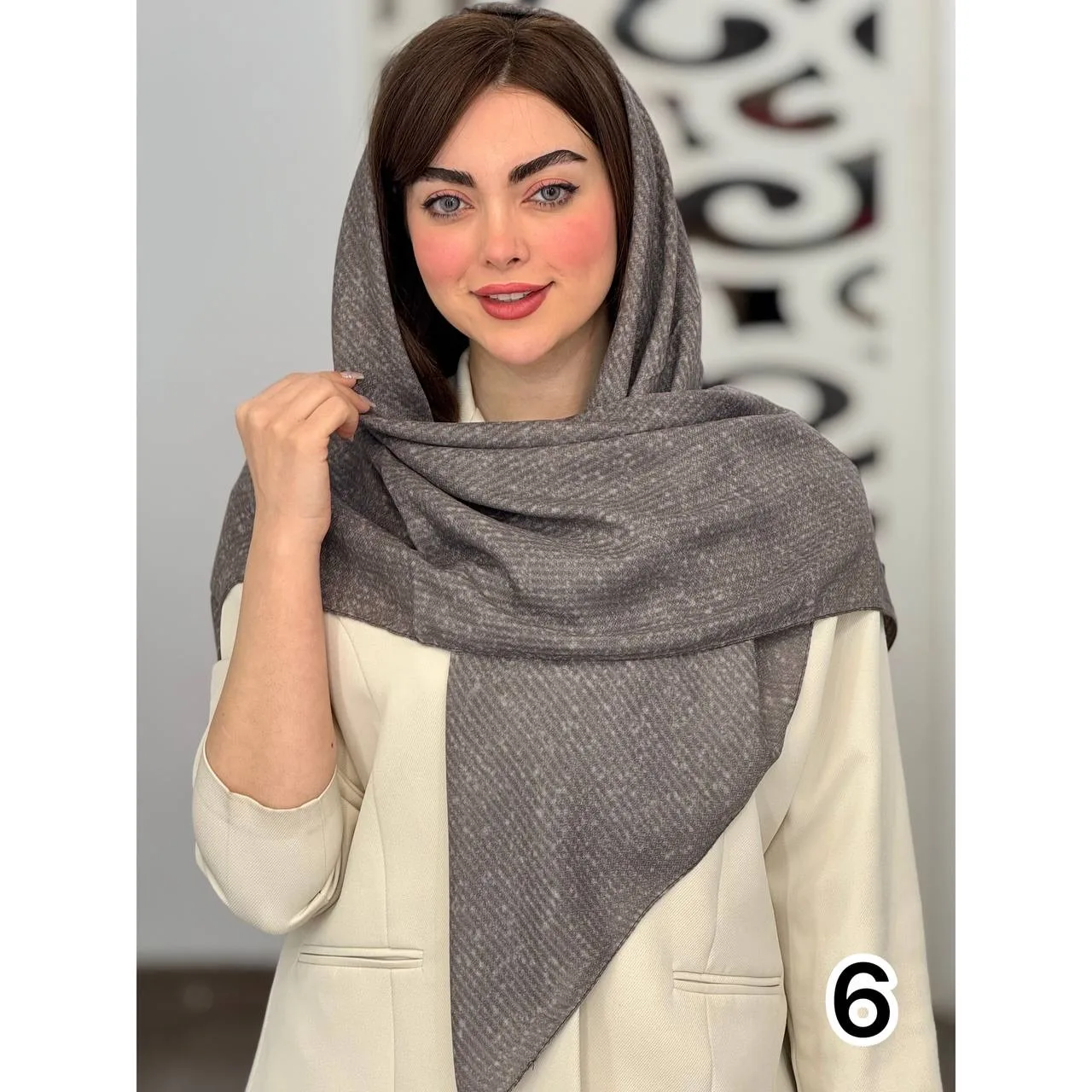 روسری نخی ساده برفکی