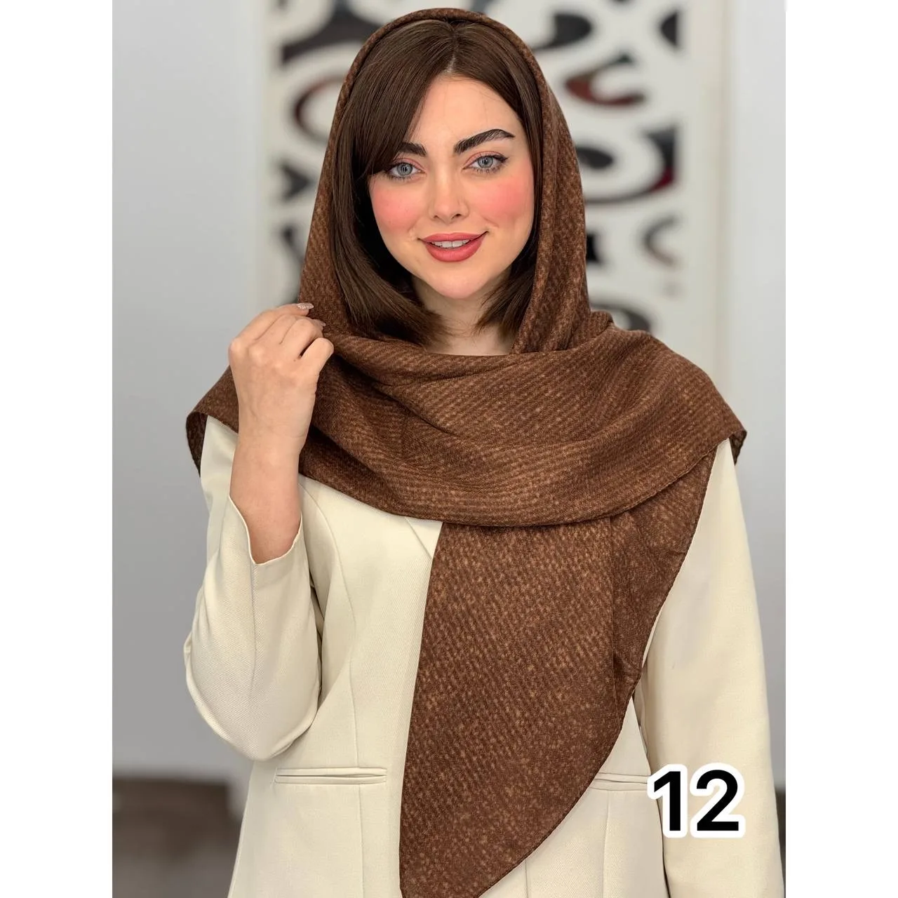 روسری نخی ساده برفکی