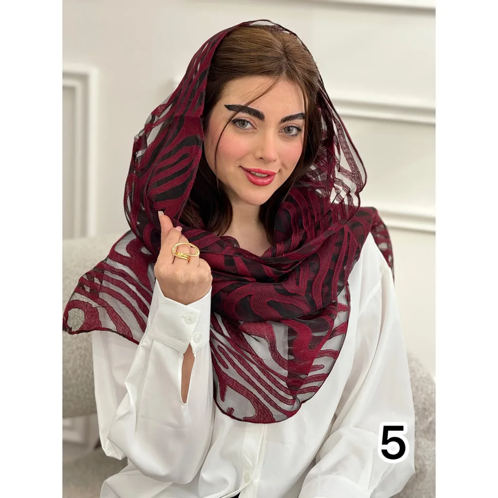 شال مجلسی حریر شیشه ای طرح زبرا