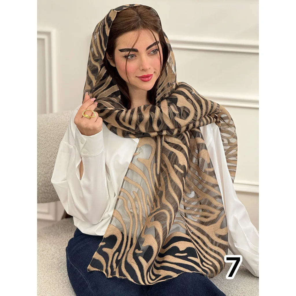 شال مجلسی حریر شیشه ای طرح زبرا