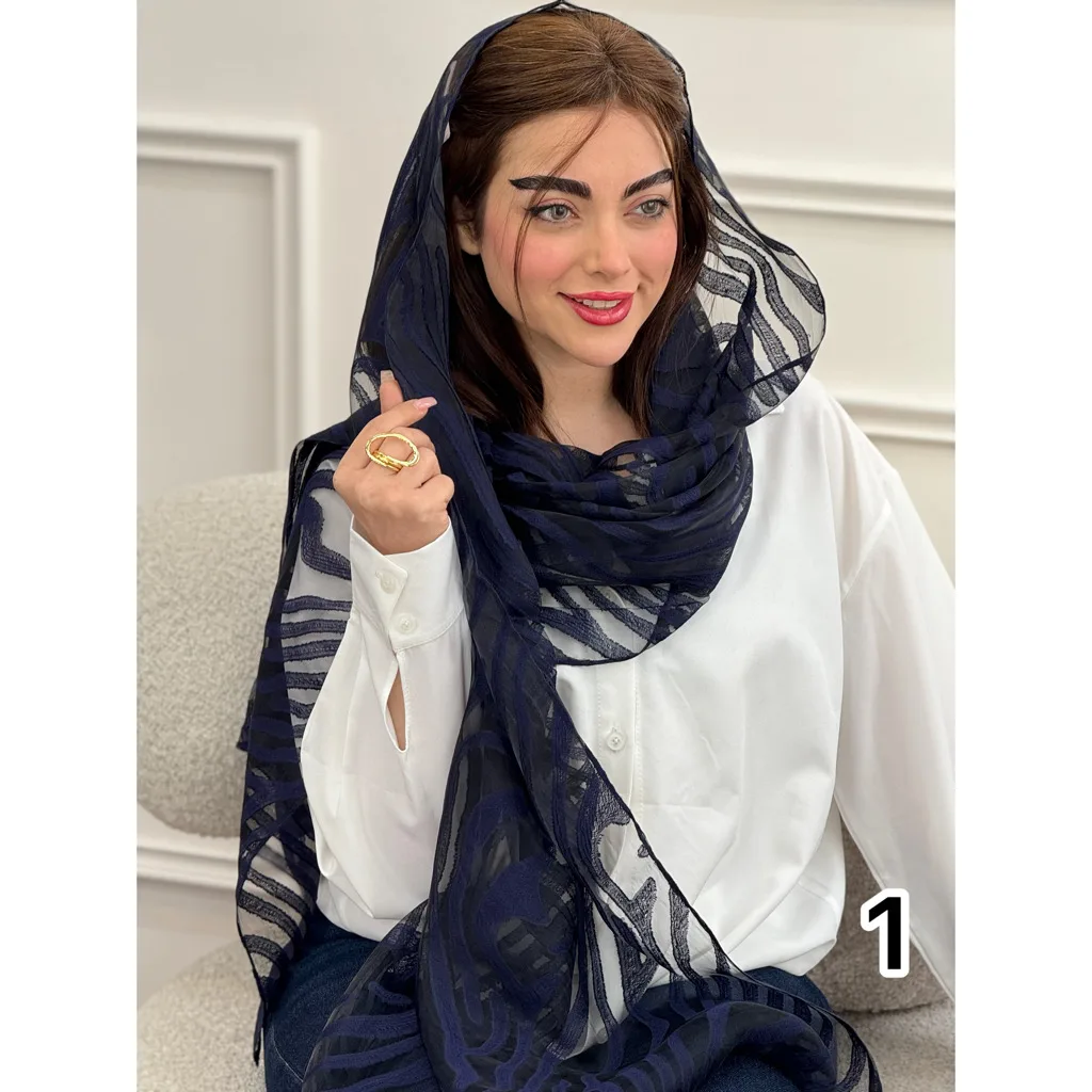 شال مجلسی حریر شیشه ای طرح زبرا