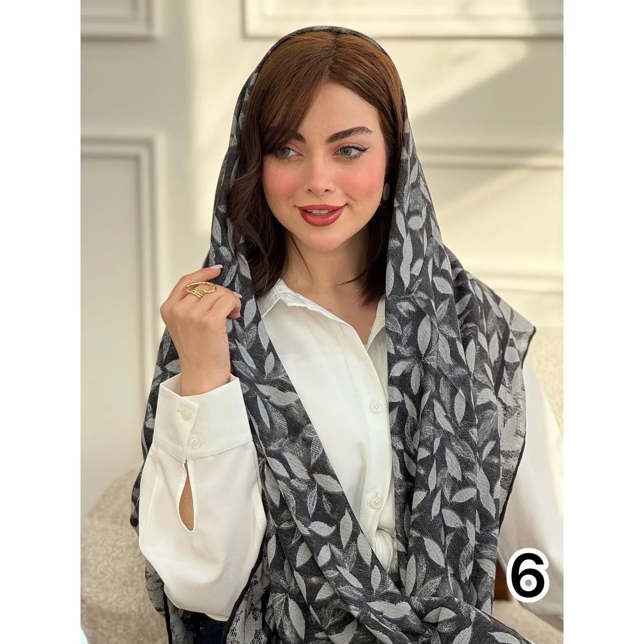 روسری نخی گارزاژاکارد طرح برگ