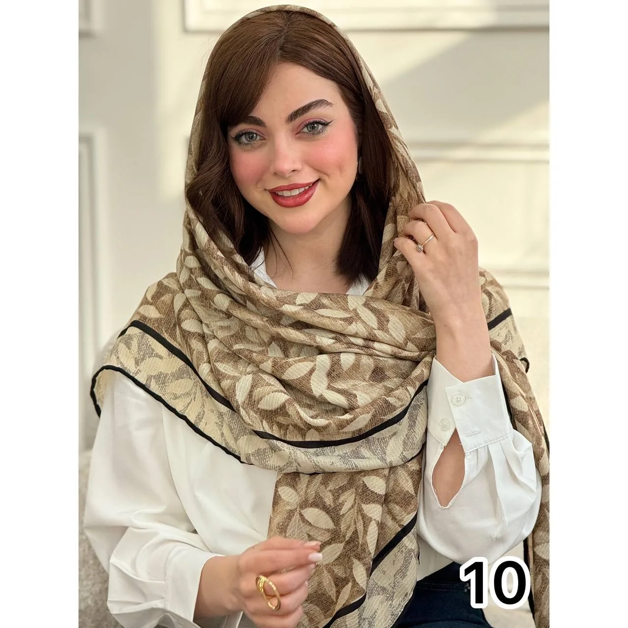 روسری نخی گارزاژاکارد طرح برگ