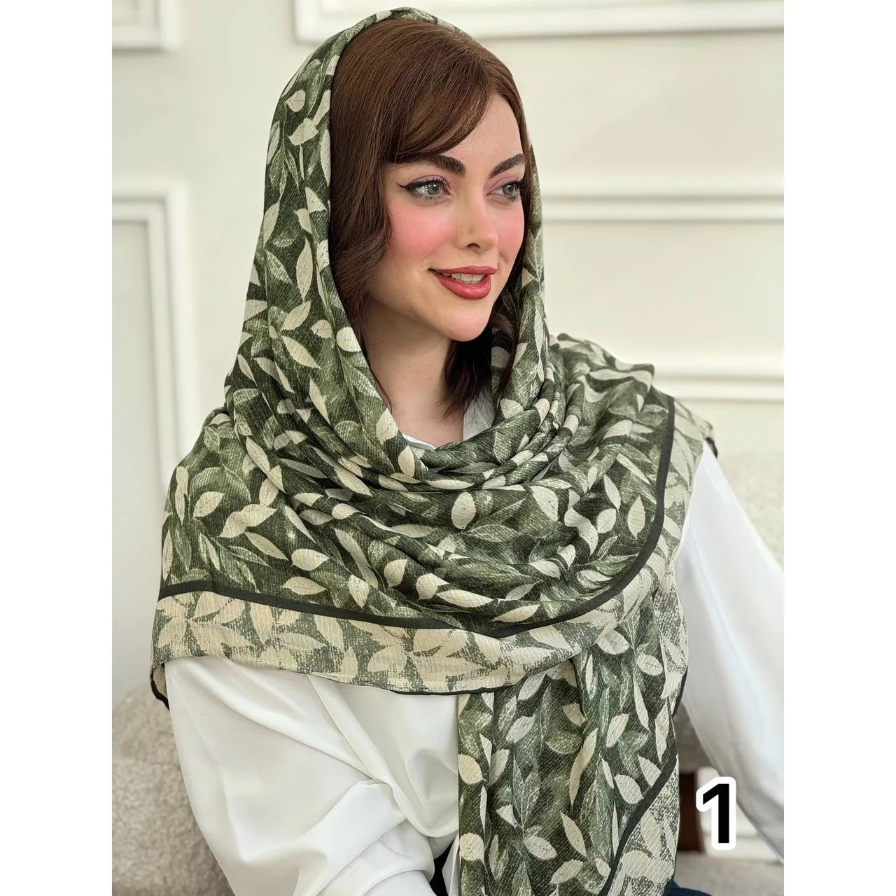 روسری نخی گارزاژاکارد طرح برگ