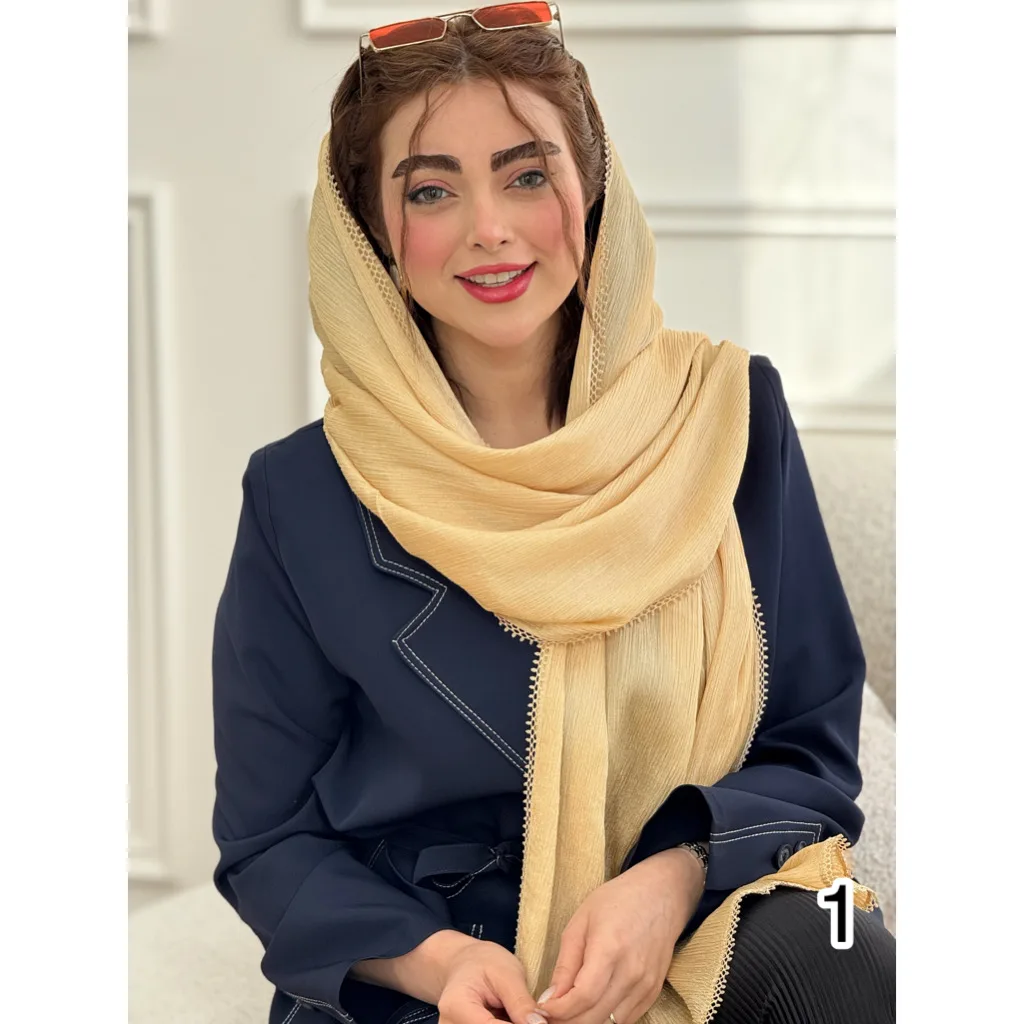 شال حریر پلیسه دور سکه ایی
