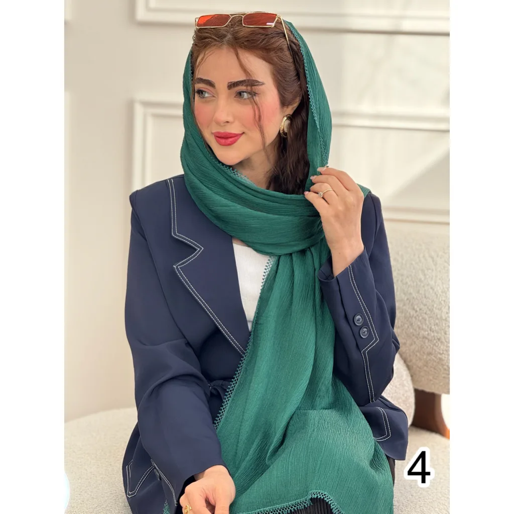 شال حریر پلیسه دور سکه ایی
