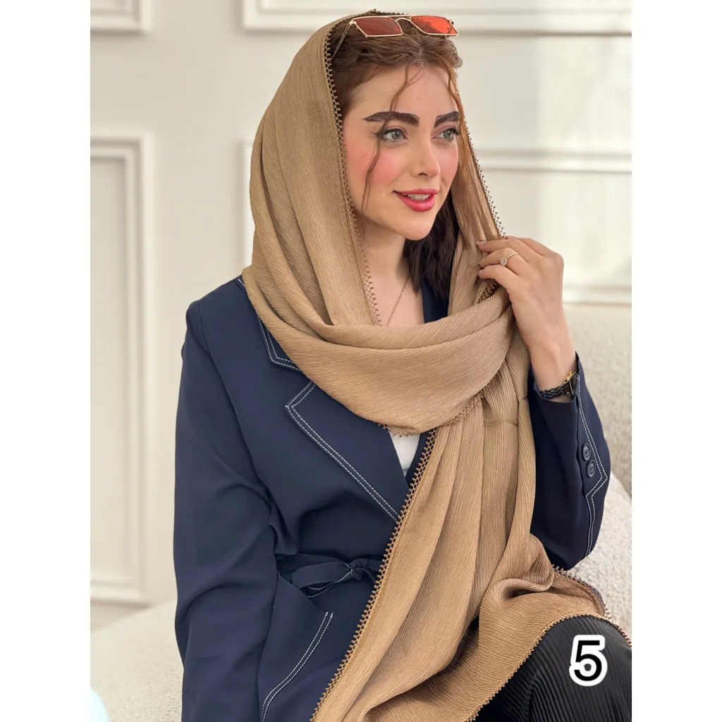 شال حریر پلیسه دور سکه ایی