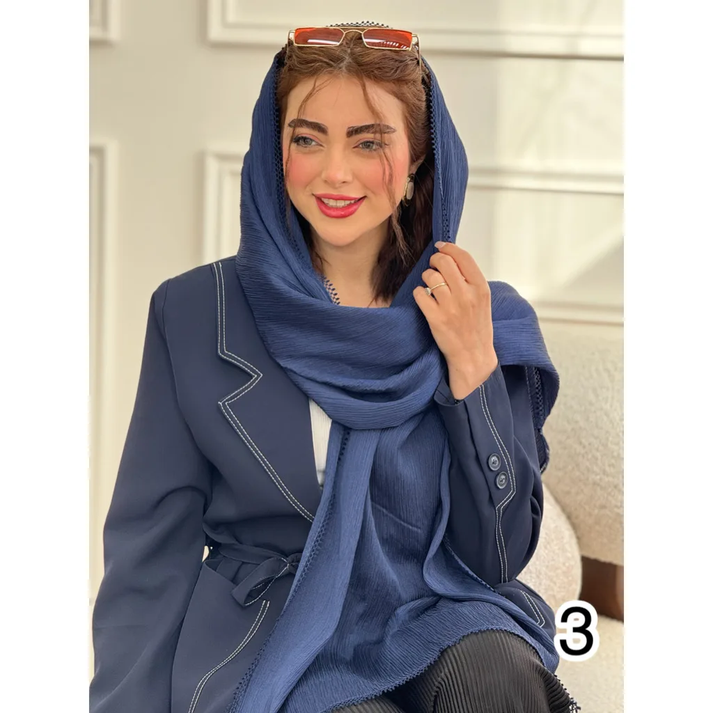 شال حریر پلیسه دور سکه ایی