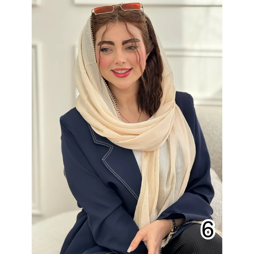شال حریر پلیسه دور سکه ایی