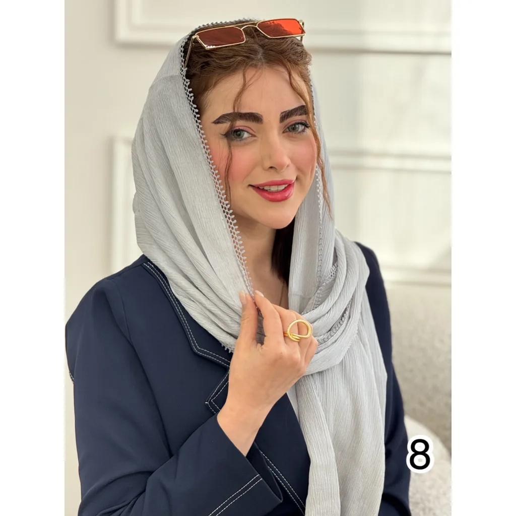 شال حریر پلیسه دور سکه ایی