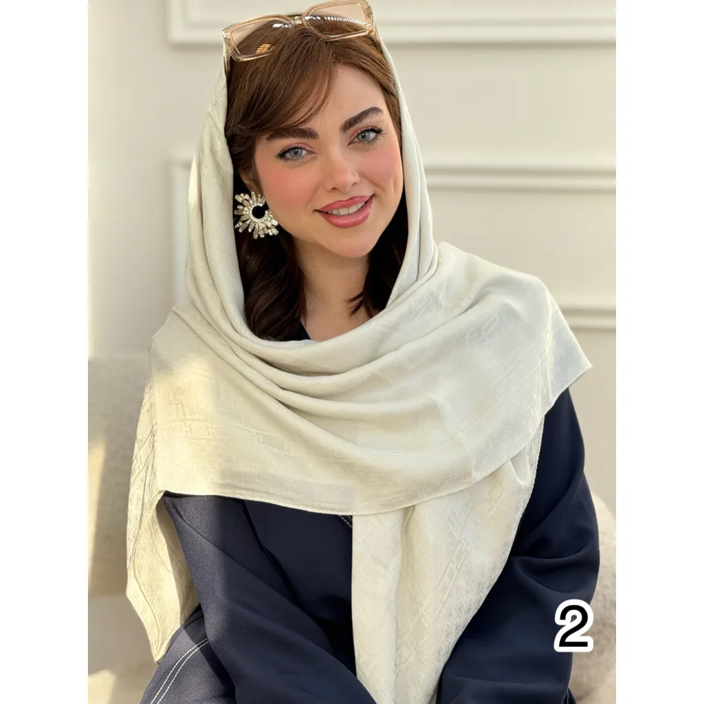روسری ابریشم ژاکارد استخونی