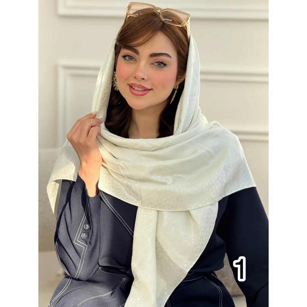 روسری ابریشم ژاکارد استخونی