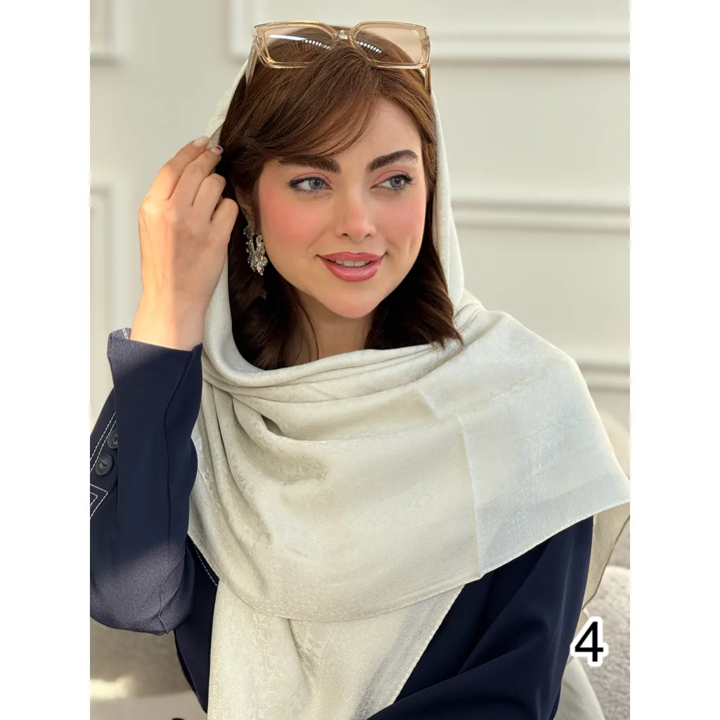 روسری ابریشم ژاکارد استخونی