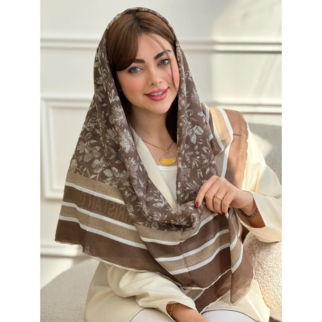 روسری نخی طرح گل دیور