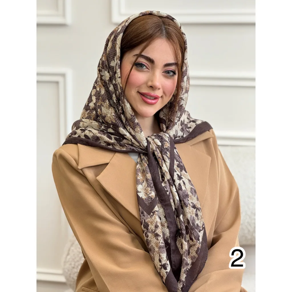 روسری نخی گارزا ژاکارد بهاره طرح گل