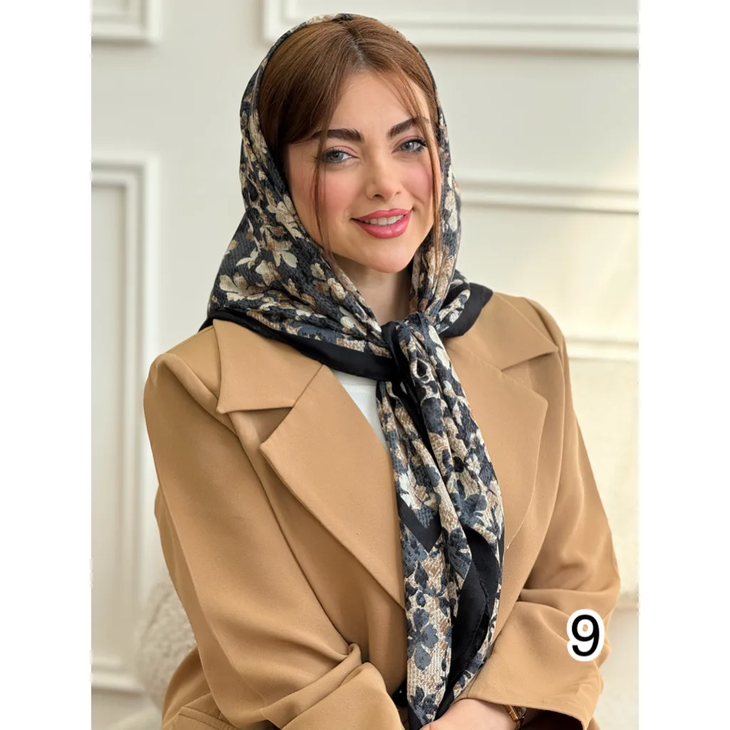 روسری نخی گارزا ژاکارد بهاره طرح گل