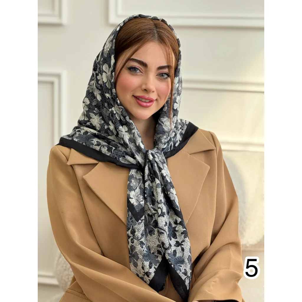 روسری نخی گارزا ژاکارد بهاره طرح گل