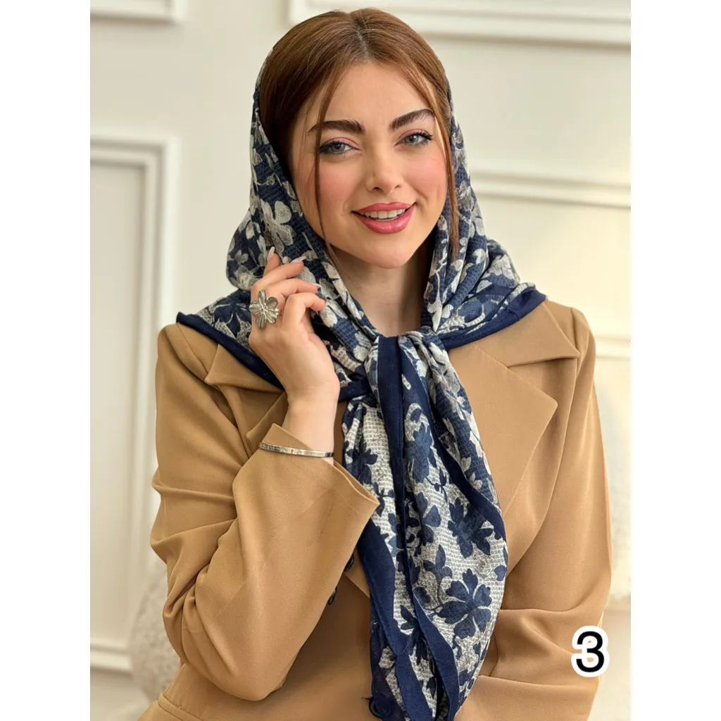 روسری نخی گارزا ژاکارد بهاره طرح گل
