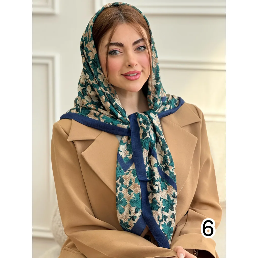 روسری نخی گارزا ژاکارد بهاره طرح گل