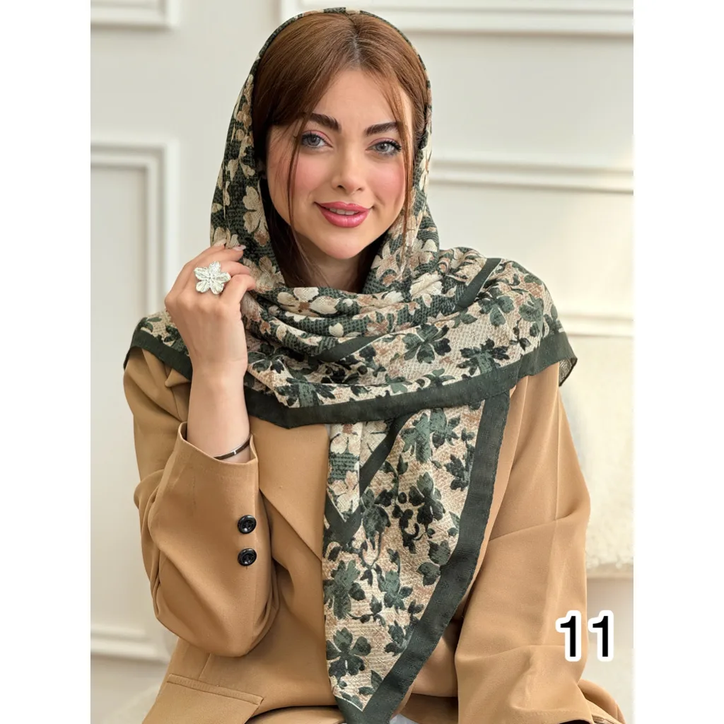 روسری نخی گارزا ژاکارد بهاره طرح گل