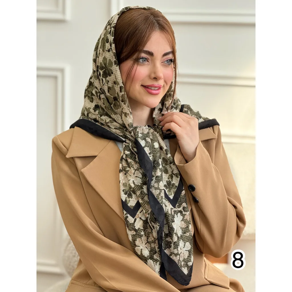 روسری نخی گارزا ژاکارد بهاره طرح گل