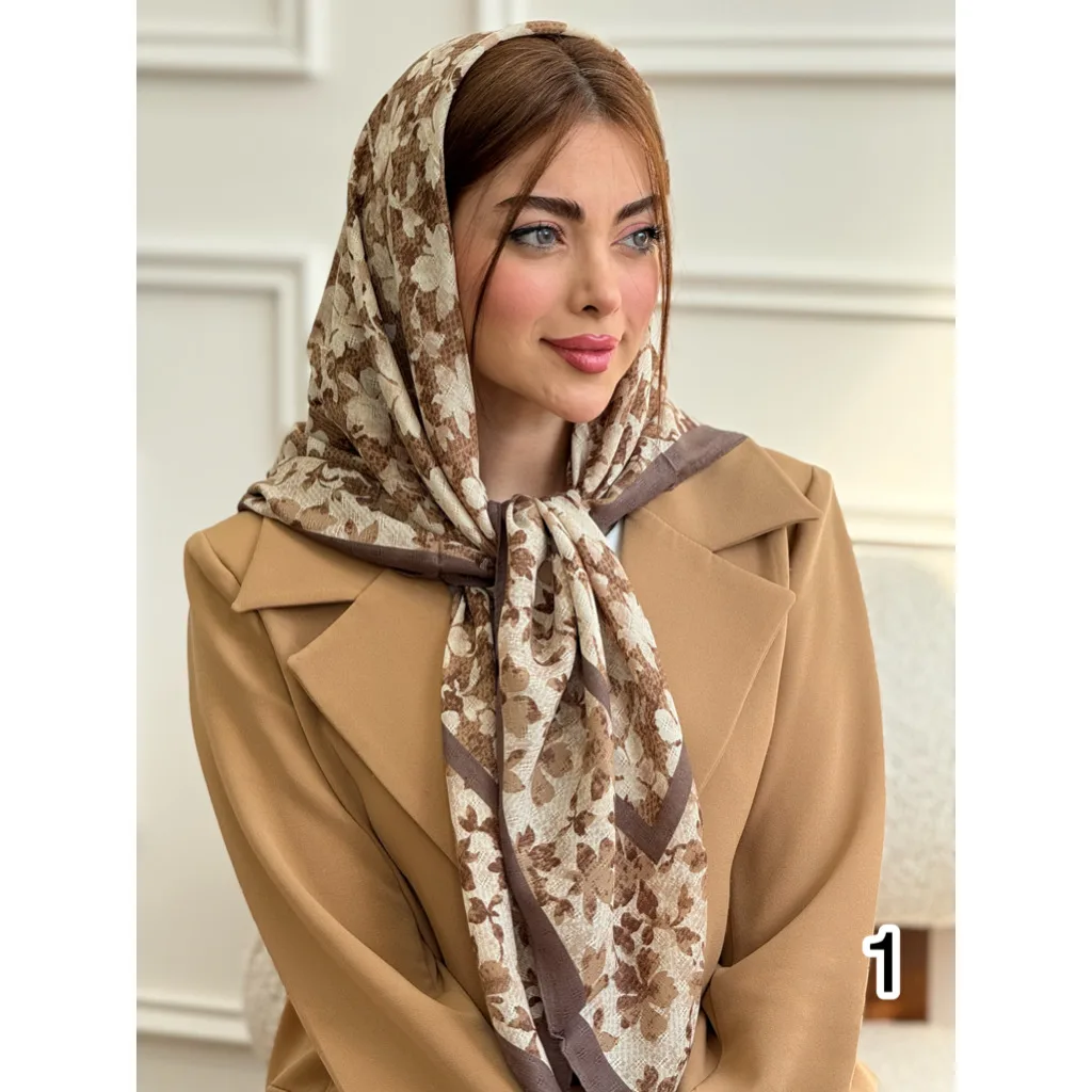روسری نخی گارزا ژاکارد بهاره طرح گل
