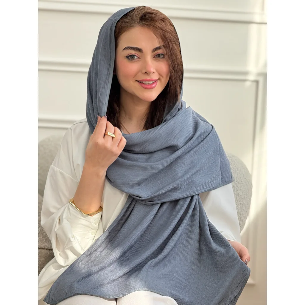 شال نخی ساده پلیسه دورگان