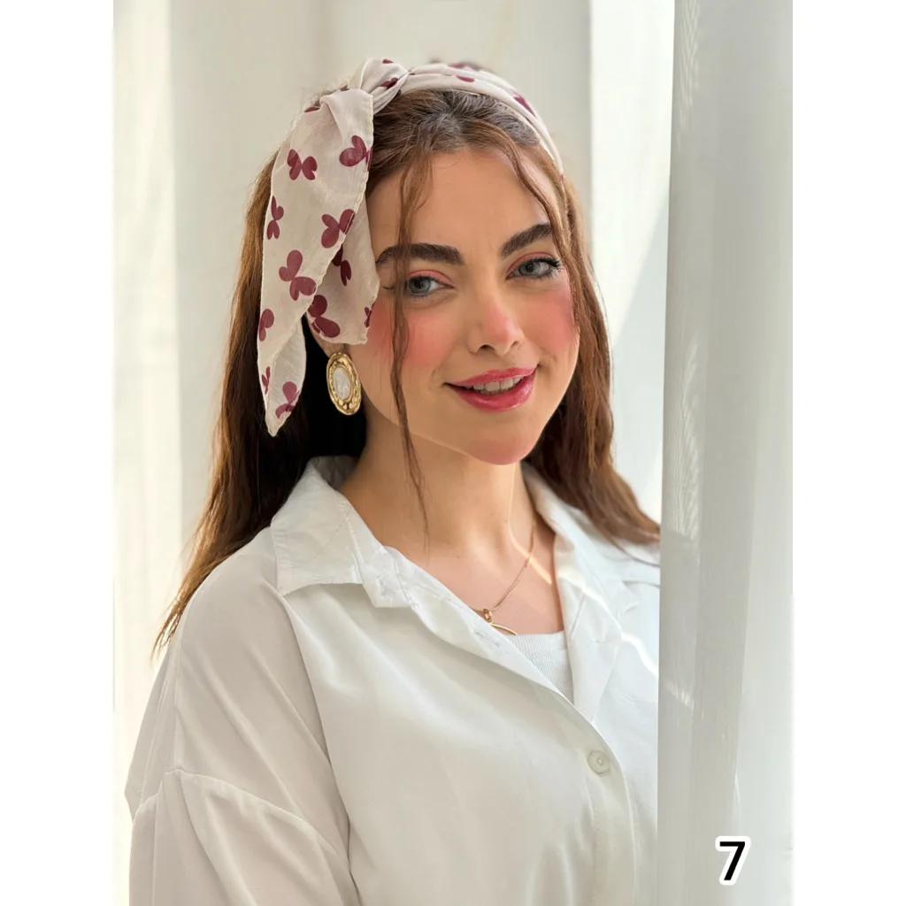 مینی اسکارف نخی طرح پروانه ای