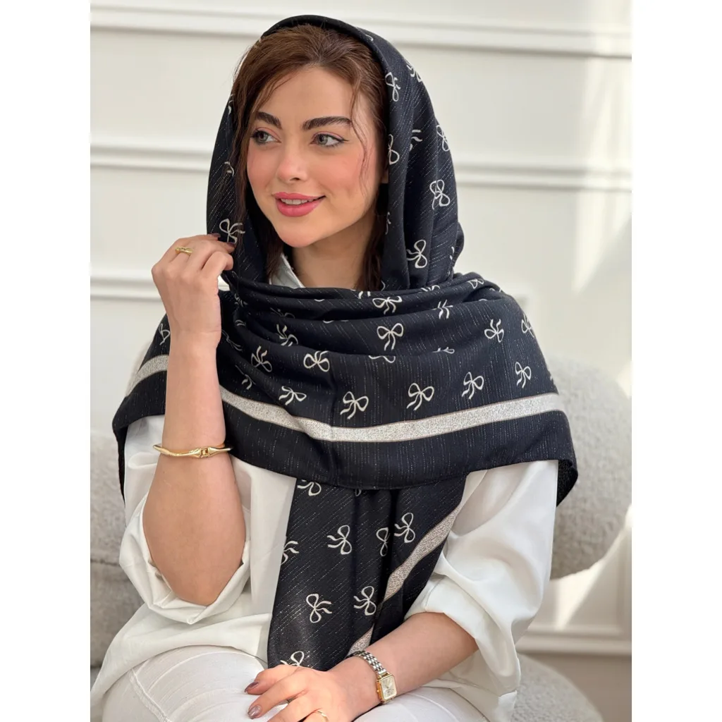 روسری نخ لمه طرح پاپیون