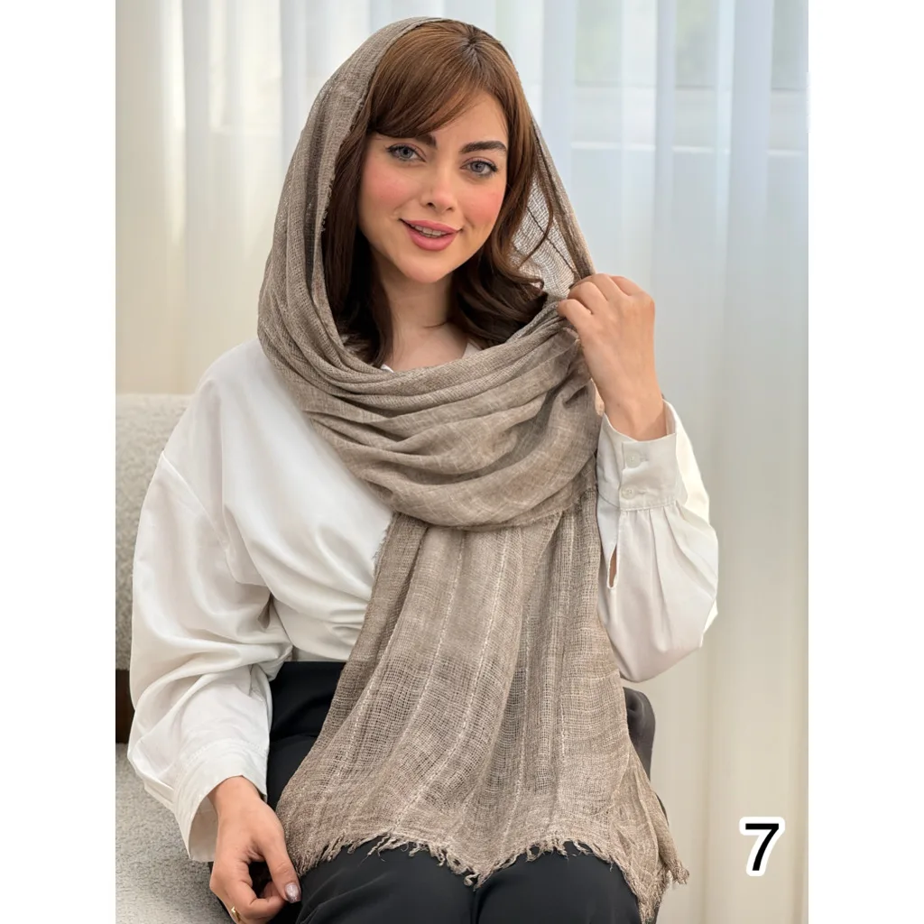 شال نخ کنفی حصیری راه راه