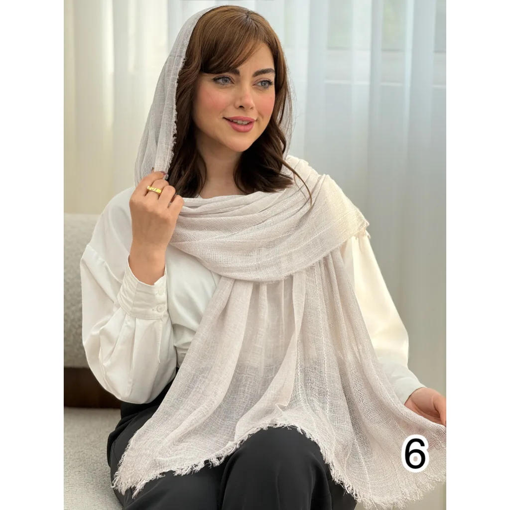 شال نخ کنفی حصیری راه راه