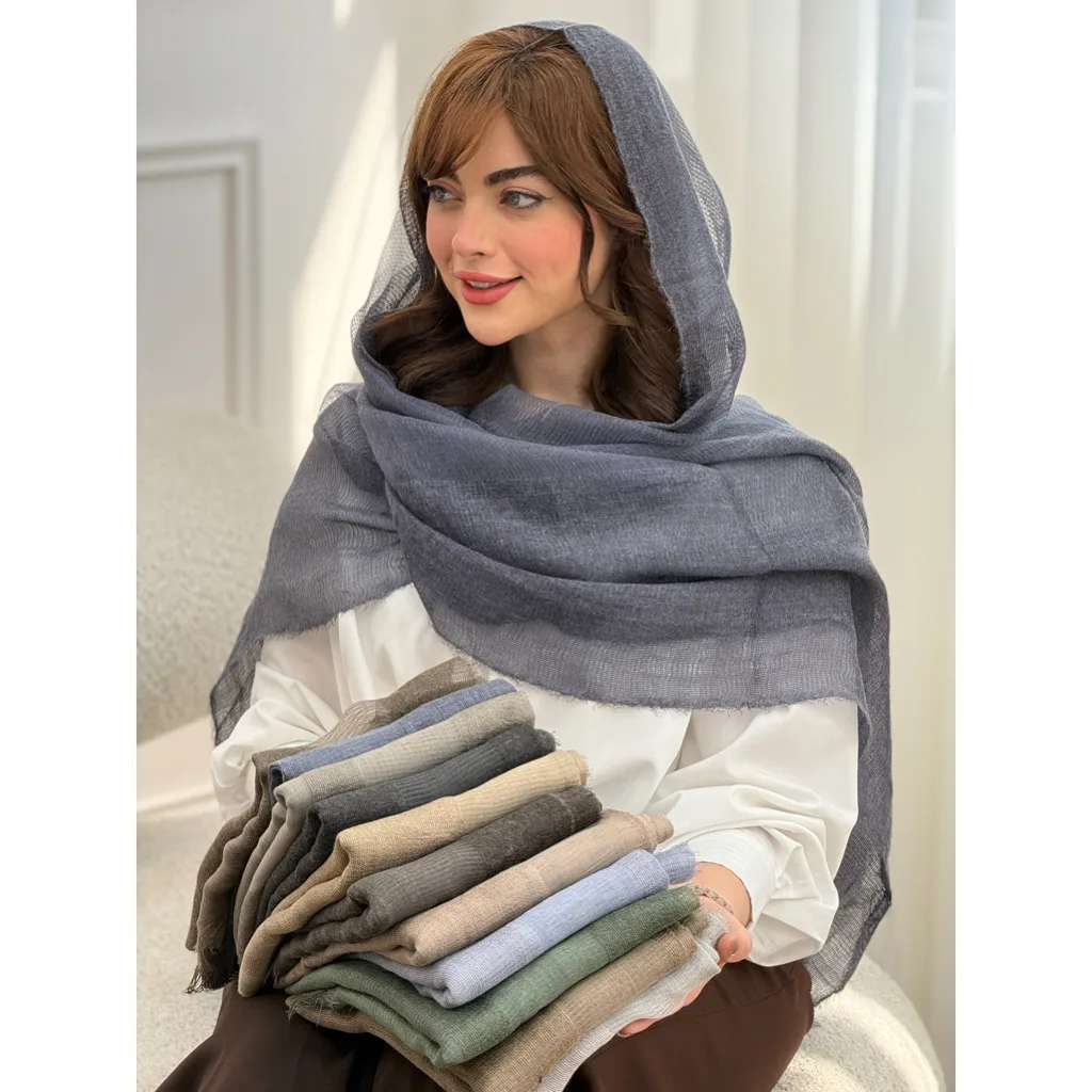شال کنفی ساده حاشیه سه خط