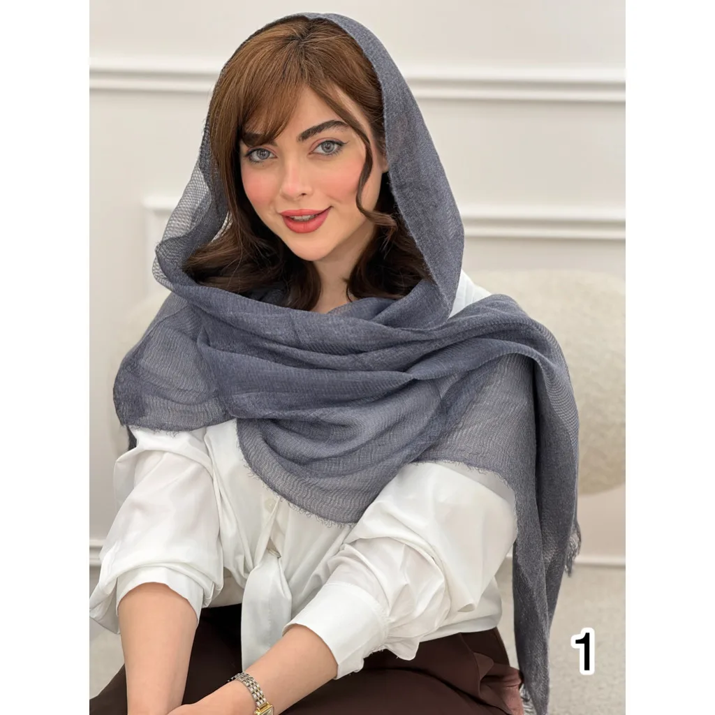 شال کنفی ساده حاشیه سه خط