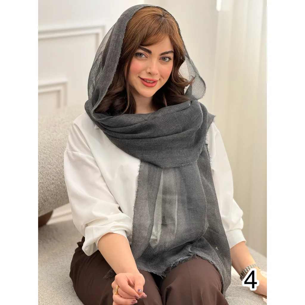 شال کنفی ساده حاشیه سه خط